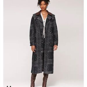 Avec Les Filles Black Paisley Trench Coat